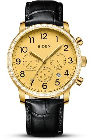 HANPOSH Herren Uhr Uhren Herren Chronograph Edelstahl Wasserdicht Analog Quarz Armbanduhr mit Datum Leuchtende Business Casual Uhren fur Männer
