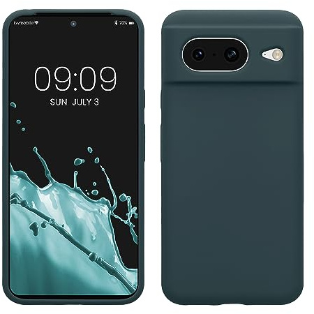 kwmobile Handyhülle für Google Pixel 8 Hülle, für Pixel 8 Case - Hülle Silikon - kabelloses Laden - Dunkler Schiefer