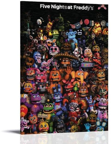 NIPSER Wandkunst-Albumcover 2023 FNAF Filmposter, Set mit 6 Teenager-Raum-Dekor, ästhetischer Film für Schlafzimmer, Dekoration, 20 x 30 cm
