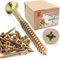 LUN FIX Vite universale, 4,0 x 60 mm, 1 kg (310 pezzi), con impronta a croce PZ2, testa piatta, viti per legno, zincate, viti multiuso, viti a croce