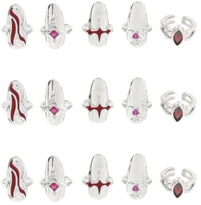 3 Sets Nail Ring Finger Jewelry Ring for Women Finger Tip Women Ring Rings for Women Ladies Suits Jewels for Nails Women’s Rings Nail Decoration Girl Miss White Zinc Alloy