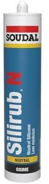 Soudal Silirub N Silicone Sealant Seal Neutral Low Modulus Window Glass - 300ml (Black)