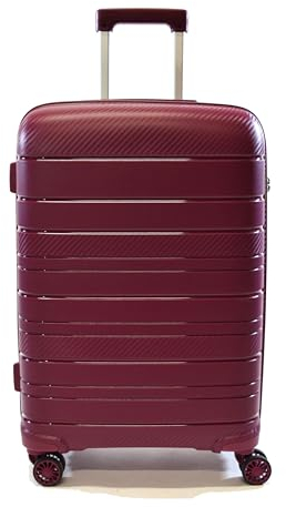 Zimmert Leather Hochwertiger Hartschalen Trolley Polypropylen TSA-Schloss geeignet, Koffer Serie: Scroll-Light Gr. M 66 cm Doppelrollen Merlot Rot