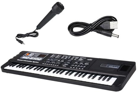Harilla Piano Electrónico de 61 Teclas, Ayuda Práctica para La Enseñanza con Micrófono, Multifuncional para Espectáculos de Escenario, Adolescentes Y Principi