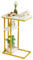 YMYNY Beistelltisch Kaffeetisch C-Form, Eleganter Kleiner Sofatisch, Industrie-Design, Sofatisch 40 X 26 X 61.5 cm, Wohnzimmertisch Schlafzimmer, Marmormuster weiß und Gold HST004W