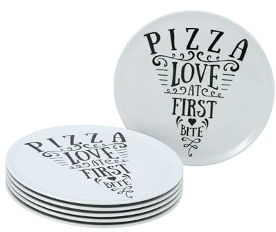 CreaTable, 21569, Pizzateller Set IN LOVE, 6-teiliges Geschirrset, Pizzateller aus Porzellan