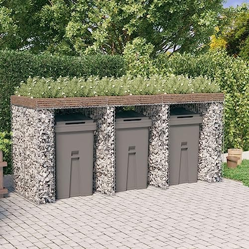 Générique Mur de Gabion pour Poubelle 270x91x120 cm Fer galvanisé,Maison & Jardin,Produits ménagers,Accessoires pour conteneurs à déchets,Cache-conteneurs à déchets,Argent,150.13 LB,151337