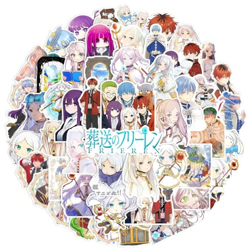 Xinchangda Anime Frieren: Beyond Journey's End Aufkleber, 50 Stück, Fern/Himmel/Frieren, Cartoon-Anime-Charaktere, wasserdichte Aufkleber für Laptop, Skateboard, Gitarre, Gepäck