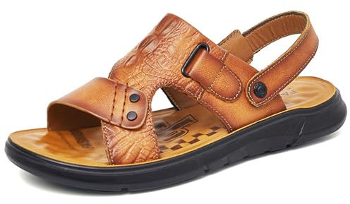 Sandales pour hommes ,Été Nu Pied Plage Sandales,Sandales Homme Cuir Marche Randonnée,Sandales Open Toe Douces,Confortable et respirant Sandales D'été Dehors,pour Maison,Plage,Piscine,Sport