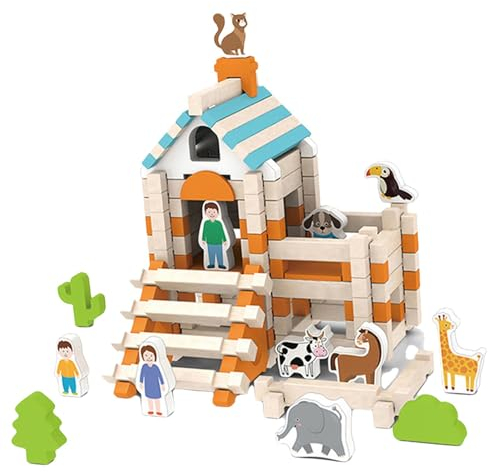 Holzhaus-Bausatz, Haus, Holzverarbeitung für Kinder, lustige und lehrreiche kleine Blockbausätze, Konstruktionsbau-Modellsatz, Architekturbausatz, Kinderspielzeug zum Spielen