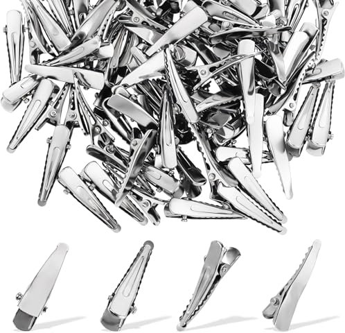100 Stück Silber Haarclips Friseur Alligator Clips Silber Metall Haarklammern Damen Spangen Friseurbedarf Abteilklammern Mädchen Haarstyling DIY