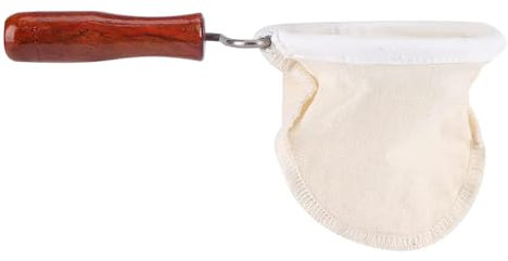 CVNRCLP Reusable Coffee Filter Cloth - Handmade Flannel Strainer with Wood Handle | Washable Tea & Coffee Sock Bag for Home, Office, & Cafe