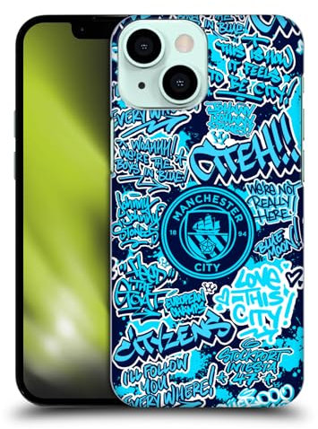 Head Case Designs Officially Licensed Manchester City Man City FC Patterns Graffiti Tags by Murwalls Hard Back Case Compatible With Apple iPhone 13 Mini