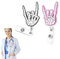 Skelett-Abzeichenspule, einziehbar, Radiologie, Röntgenabzeichen, Halloween, Abzeichenspule für Krankenpfleger, Arzt, Krankenhauspersonal (Schwarz, Rosa), 2 Stück