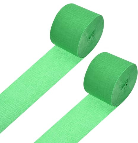Rebower Crepe Paper Roll, Grass Green Crepe Paper Streamers Sheets, [for Party Streamer Decorations, Birthday Party] - 1.8 Inch x 82 ft / 2 Roll