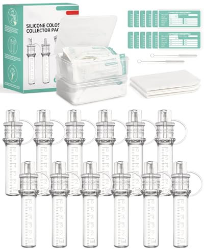 derimkcoa 6ml/12pcs Collecteur de colostrum Collecteur de lait maternel réutilisable avec étui de rangement et lingette en coton, récipient portable de colostrum sans BPA