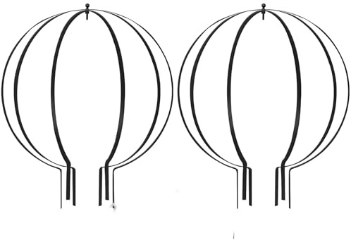 Metall-Pflanzen-Rankgitter, Gartenskulptur, Globus-Spalier für Kletterpflanzen, rund, Blumentopf, Rankgitter, schwarzes Dekor, Gartendekoration für Terrasse, Tür, Zuhause, Urnenfüller, 47 x 38 cm, 2