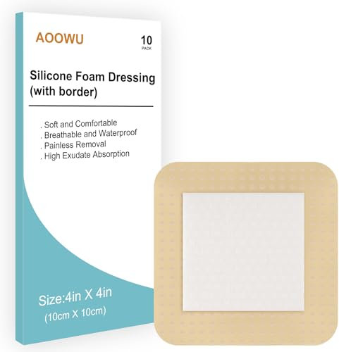 AOOWU Hydrokolloid-Verbände 10 x 10 cm, Wundpflaster mit Klebefläche, Hohe Saugfähigkeit und Wasserfestigkeit, hydrokolloid pflaster für leichte Exsudatwunden, Blasen, Akne, Wundversorgung (10pcs)