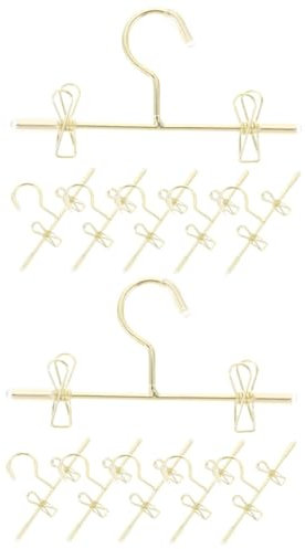 PRETYZOOM 2 Juegos Mini Percha Casa De Muñecas Perchas Juguetes para Chicas Secadora Colgador De Ropa Mini Perchero Mini Accesorios De La Casa Planchar Golden 6 Piezas * 2