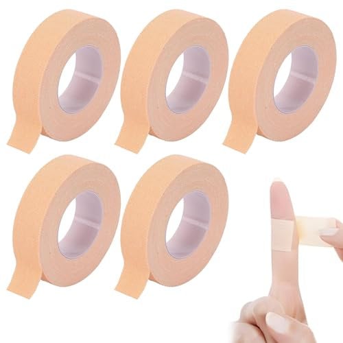 Bisienya 5 Pcs Self‑Adhesive Wrap Tape,Plaster Tape Medical,Skin Tape Plaster Roll Breathable and Skin Friendly Soft and Easy to Tear,for Fixing Catheters,Wound Dressing Care(1.25cm*5m,Skin Color)