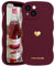 LAPOPNUT for iPhone 13 Case,Cute Curly Wave Frame Love Heart Phone Case for Girls Women,Soft Silicone TPU Bumper Shockproof Camera Protective Cover for iPhone 13 6.1 inch,Wine Red