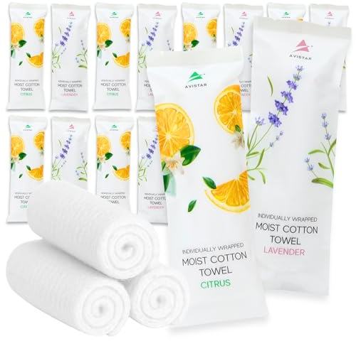 60 Hot or Cold Wrapped Moist Towels – 9'' x 9 Moist Towelettes Individually Wrapped Scented Disposable Face & Hand – Pre-Moistened Hand Wipes Soft Refreshing for Travel, Spa, Restaurant - Mixed