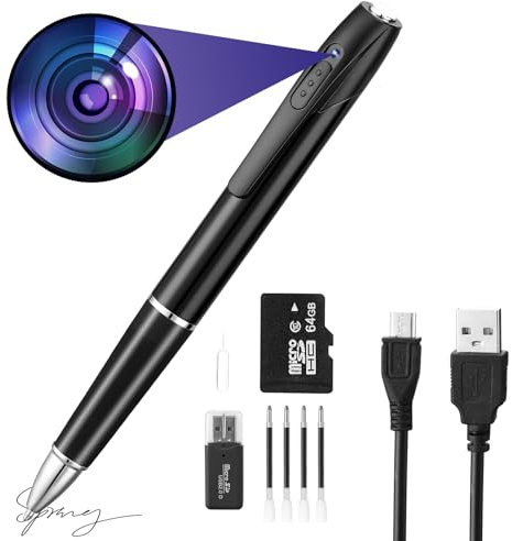 3D-PAS 1080P HD Spy Camera, 64GB Mini Body Cam, Hidden Cameras, Mini Camera, Rechargeable Small Pocket Cam, Suitable for Feetings, Classrooms, Business Negotiations