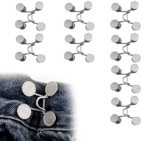 4 Sätze Hosenbund Enger Machen,Nagelfreie Taillenschnalle,Hosen Clip,Hosenknopf,Jeansknopf Verstellbare,Jeans Einstellbar Kein Knöpfe Ohne Nähen,Hosenknöpfe für Verkleinern,Waist Pins Verstellbaren