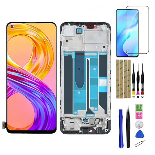 Ansyhttlg Pantalla para Realme 8 Pro RMX3081 LCD Replacement INCELL pantalla táctil digitalizador de pantalla de cristal ensamblado con herramientas de reparación (negro con marco)