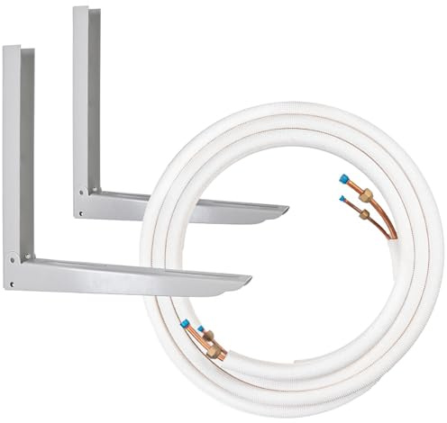 Halterung für Split Klimaanlage und Kupferleitung bis 60kg - 3m 1/4 + 3/8 Anschlüsse Montageset/Installationsset Universal z.B. kompatibel mit Kältebringer, Hantech, Kesser