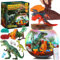 RONSTONE Dinosaurier Spielzeug für Jungen Mädchen - Bastelset Spielzeug Geschenk Junge 4 5 6 7-12 Jahre Kinder - DIY Dino Terrarium & Vulkan für Jungen - Lernende Experimente Bastelsets für Kinder