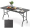 KOMFOTTEU Campingtisch klappbar, tragbarer Gartentisch mit Metallrahmen, Picknicktisch bis 180 kg mit Tragegriff, Klapptisch für Strand, Party, Grill, 152 x 70 x 74 cm, Schwarz