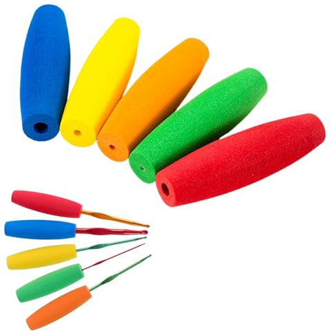 5 Pcs Crochet Hook Grips, Soft Comfortable Ergonomic Crochet Hooks Handle, Soft Removable Knitting Needle Handle Grip, Handle Attachment Fits 2-10mm Knitting Hooks, for Seamless Crafting.