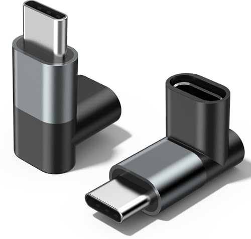 Yisica 2 Pack 90 Degree USB-C Male to USB-C Female Adapter, Right Angle 40Gbps Data Transfer Type C PD Extender Compatible with ROG Ally, Steam Deck, Switch and More Laptop, Tablet, Phone