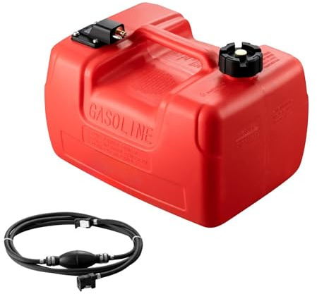 Réservoir de carburant marin, 3,17 gallons/12 L, portable, compatible avec les bateaux à moteur hors-bord, réservoir de carburant en plastique avec tuyau, facile à transporter pour yacht, bateau de