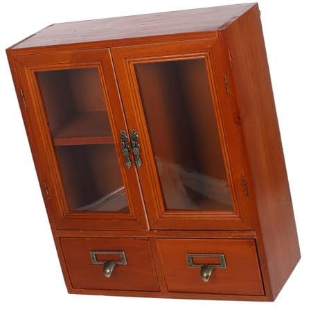 Alipis Gabinete de Almacenamiento de Madera Fina Artesanía Vintage Multiusos Puertas Dobles Adecuado para Organizar y Decorar Espacios Hogar