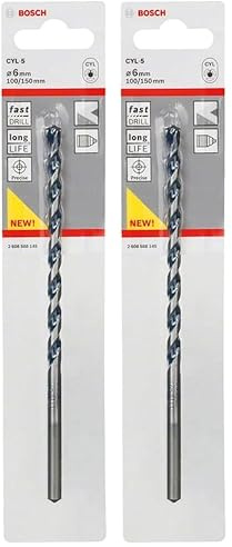 Bosch Professional 1x CYL-5 Concrete Drill Bit (for Concrete, Ø 6 x 150 mm, Robust Line, Accessories for Impact Drills) (Pack of 2)