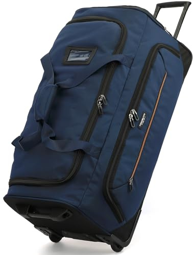TONRUYN Reisetasche mit Rollen Groß Trolley Reisetaschen mit Schuhfach und Nassfach für Herren Damen Weichgepäck Rolltasche mit Teleskopgriff für Camping Urlaub Sport, 74 cm, 85 Liter Blau