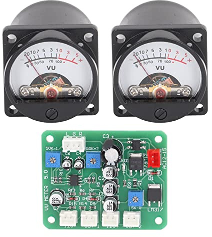 Jeanoko VU-Meter-Panel, Warmes Hintergrundlicht, Verstärker-Treiberplatine mit Kabel für -Audiopegelmesser-Kit, Hochpräzise, ​​hitzebeständige VU-Meter-Verstärkerplatine für Audio-Enthusiasten,