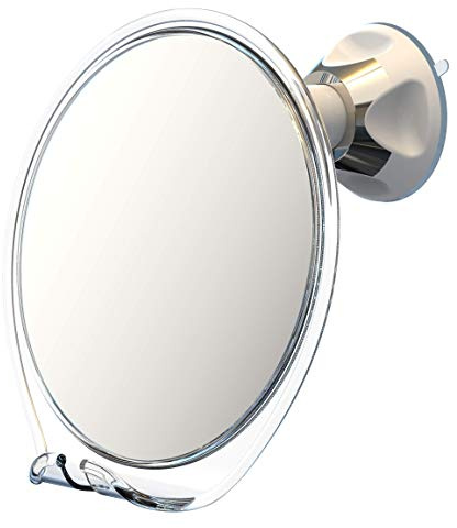 Luxo Shaving Mirror, Shower Mirror with a Razor Holder for Shaving with Powerful Suction Cup - Shatterproof and Anti Fog (White/Clear)