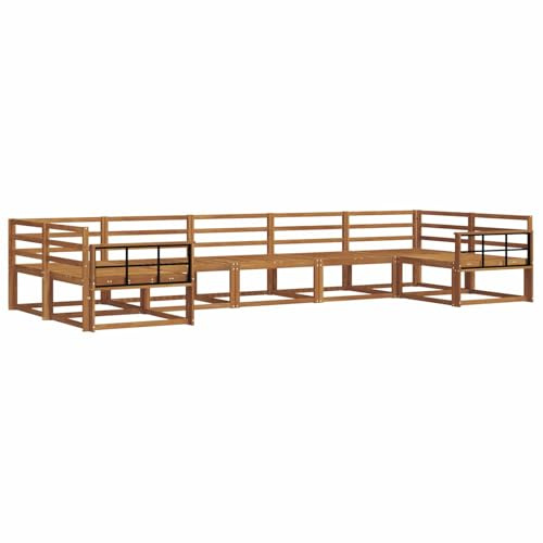 vidaXL Outdoor-Sofagarnitur 7 pcs Natur Massivholz Akazie, Modernes Outdoor-Sofa-Set, stylische Gartenmöbel, Lounge-Sitzgruppe für Garten und Poolbereich zum Entspannen