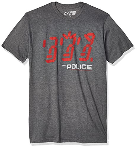 Liquid Blue Unisex's The Police Ghost in The Machine Short Sleeve T-Shirt, Dark Grey Heather, XL