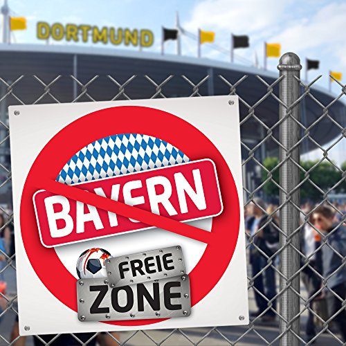 Bayern FREIE-Zone | XXL-Aufkleber 3er-Set | Schützt Schalke, Dortmund & Fußball-Fans vor Bayern & München infizierten | Einfach mehr Spaß im Alltag | Warnschild - Türschild - Öffnungszeitenschild