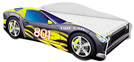 ACMA Kinderbett Autobett Auto Junior mit Lattenrost und Matratze 140x70 160x80 180x80 (160x80, 6)