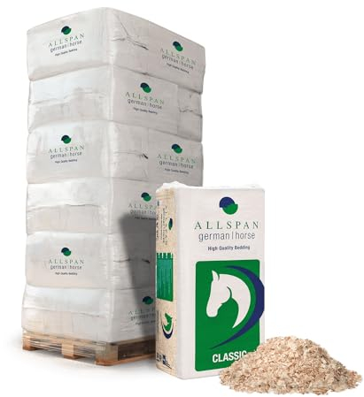 Allspan German Horse Holzspäne Hobelspäne Einstreu Großtier Kleintier Tier Pferde Stall Paddock Holz Streu 24kg x 15 Sack 360kg / 1 Palette Paligo
