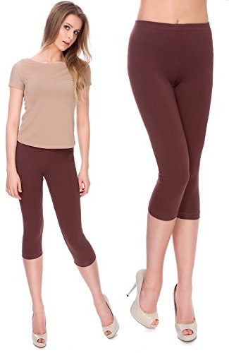 MITAAMI Cropped Leggings for Women 3/4 Length Trousers Elastic Mid Waisted Casual Cotton Stretchy Pants Ladies Running Gym Fitness Plus Size 8-28 UK