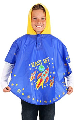 Floss & Rock Magic Color Change Poncho - Girls and Boys Rain Jacket (Rocket Space)