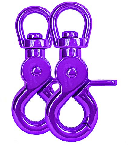 Ganzoo Scherenkarabiner-Haken mit Drehgelenk L: 60 mm, Schnappkarabiner für Hunde-Leine, 2 Stück, Wirbelkarabiner, Triggerhead für Paracord 550 Hundehalsband, legierter Stahl, Drehkopf, Farbe: Violett