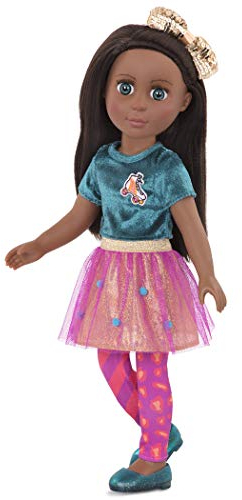 Glitter Girls - Odessa - 36 cm Bewegliche Modepuppe - Schwarze Haare & grüne Augen - Glänzendes Oberteil & Pompon-Rock - 3 Jahre +