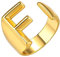 GoldChic Buchstaben Ring F Letter Alphabet Initialen Damen/Herren Ring 18K Vergoldet Offener Verstellbarer Buchstaben F Ring Gothic Punk Initiale Ring Ringgröße 51.8（16.5）- 62.1（19.8）